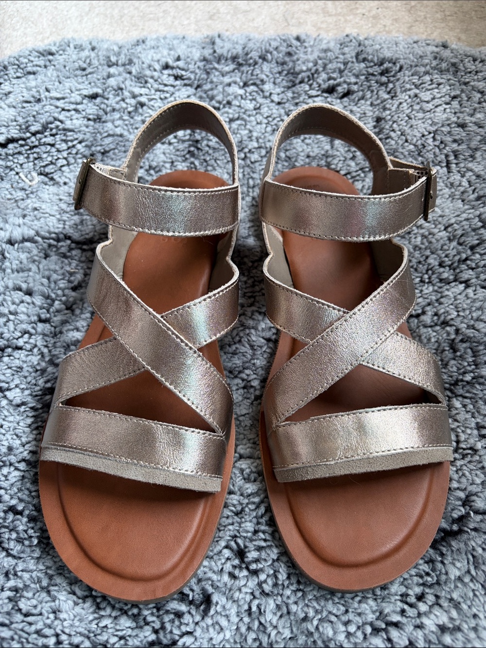 Toms Sloane Metallic Gold Strappy Sandals